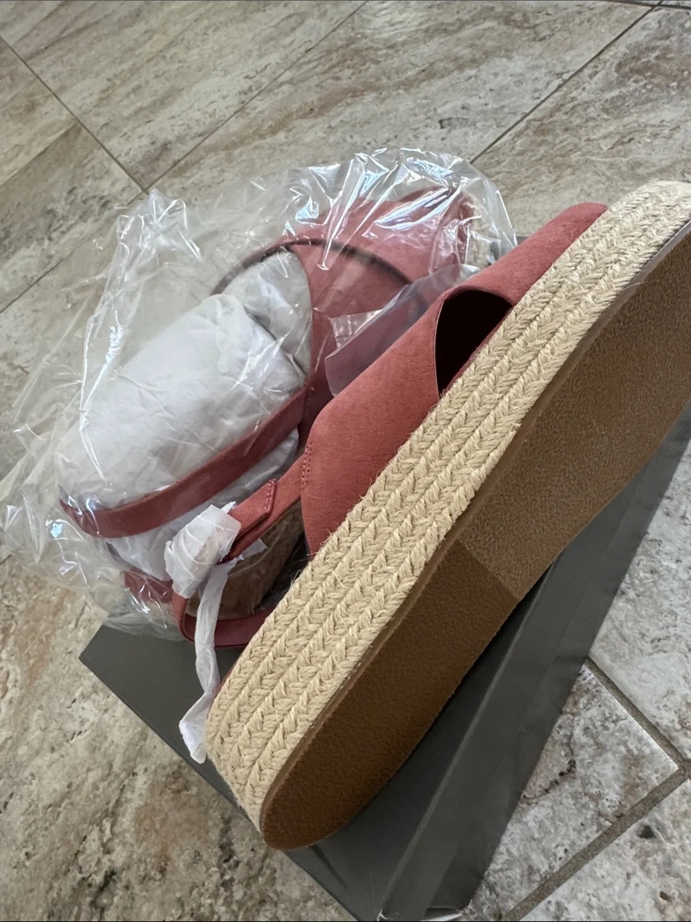 LOFT Rust-Pink Cross-Band Espadrille Platform Sandals